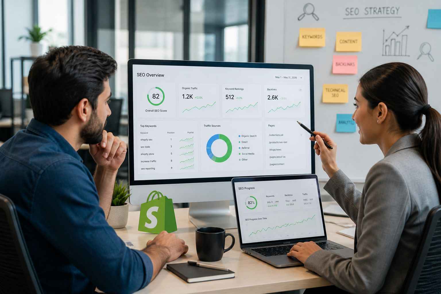 Best SEO Reporting Tools for Shopify Store Owners showing content output and SEO progress clearly in 2026